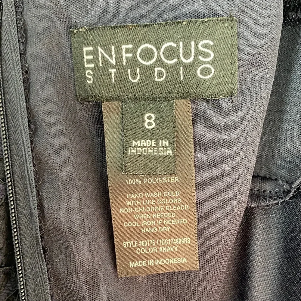 Enfocus Navy Blue Lace Cocktail Dress Size 8 - Picture 10 of 11